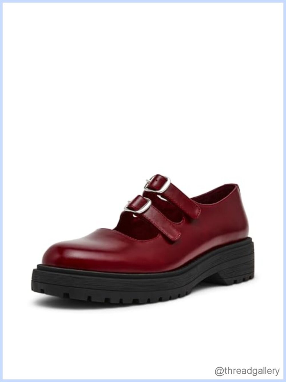 Alba Loafer Burgundy Leather Block Heel Round Toe Buckle Business Casual Shoe